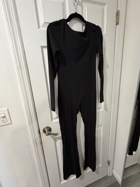 Black Long-Sleeve Fitted Jumpsuit